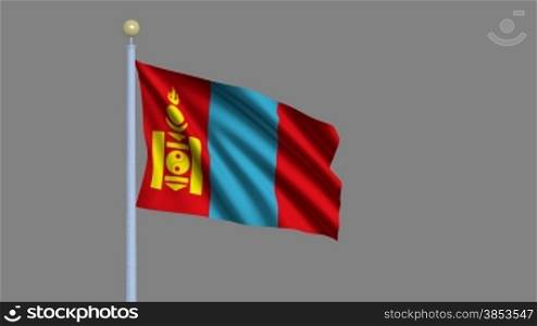 Flag of Mongolia waving in the wind - highly detailed flag including alpha matte for easy isolation - Flagge der Mongolei im Wind inklusive Alpha Matte