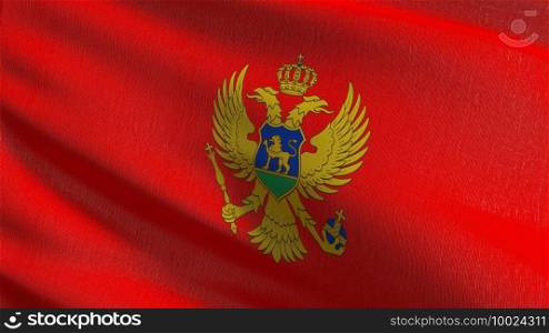 Flag of Montenegro. 3D rendering illustration of waving sign symbol.