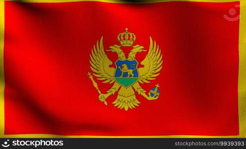 Flag of Montenegro. 3D rendering illustration of waving sign symbol.