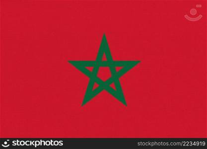 Flag of Morocco. Morocco flag on fabric surface. Fabric Texture. National symbol. Republic of Morocco. Flag of Morocco. flag on fabric surface. Fabric Texture