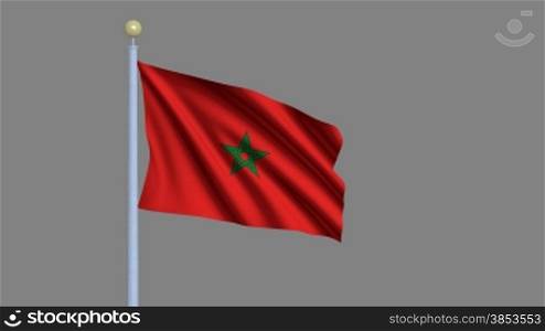 Flag of Morocco waving in the wind - highly detailed flag including alpha matte for easy isolation - Flagge Marokkos im Wind inklusive Alpha Matte