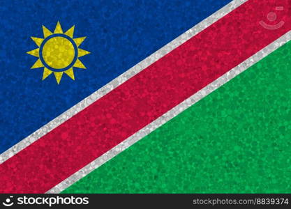 Flag of Namibia on styrofoam texture. national flag painted on the surface of plastic foam. Flag of Namibia on styrofoam texture