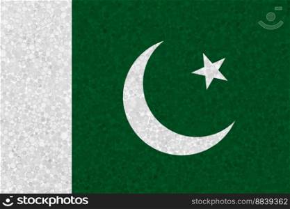 Flag of Pakistan on styrofoam texture. national flag painted on the surface of plastic foam. Flag of Pakistan on styrofoam texture