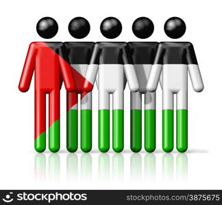 Flag of Palestine on stick figure - national and social community symbol 3D icon. Flag of Palestine on stick figure