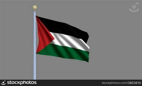 Flag of Palestine waving in the wind - highly detailed flag including alpha matte for easy isolation - Flagge PalSstinas im Wind inklusive Alpha Matte