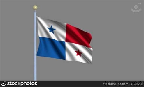 Flag of Panama waving in the wind - highly detailed flag including alpha matte for easy isolation - Flagge Panamas im Wind inklusive Alpha Matte