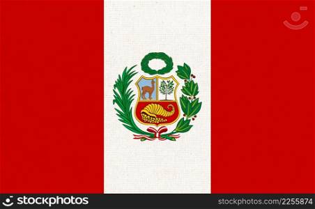 Flag of Peru. Peruvian flag on fabric surface. Fabric Texture. National symbol. Republic of Peru. Peru national flag. Flag of Paraguay. Fabric Texture. National symbol. Peruvian flag