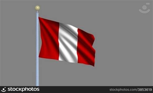 Flag of Peru waving in the wind - highly detailed flag including alpha matte for easy isolation - Flagge Perus im Wind inklusive Alpha Matte