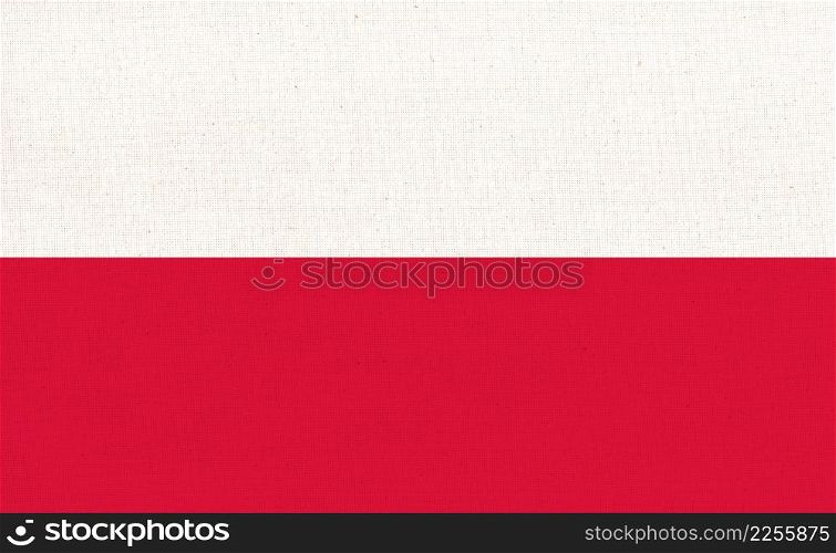 Flag of Poland. Polish flag on fabric surface. Fabric Texture. National Polish symbol. Republic of Poland. Polish national flag. Flag of Poland. Fabric Texture. National Polish symbol. Polish flag
