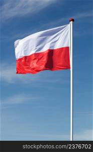 Flag of Poland waving in the sky