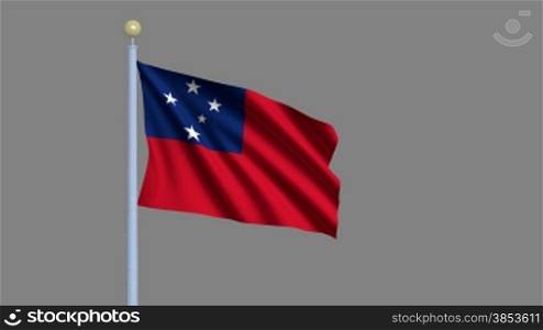 Flag of Samoa waving in the wind - highly detailed flag including alpha matte for easy isolation - Flagge Samoas im Wind inklusive Alpha Matte