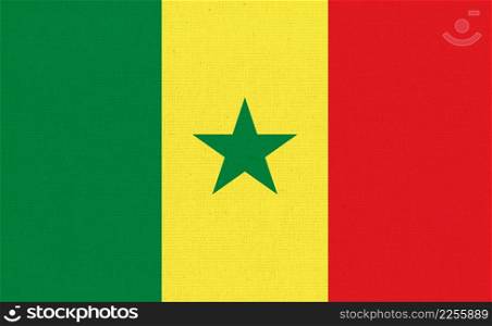 Flag of Senegal. Senegal flag on fabric surface. Fabric Texture. National symbol. Republic of Senegal. Flag of Senegal. Senegalian flag on fabric texture. National symbol