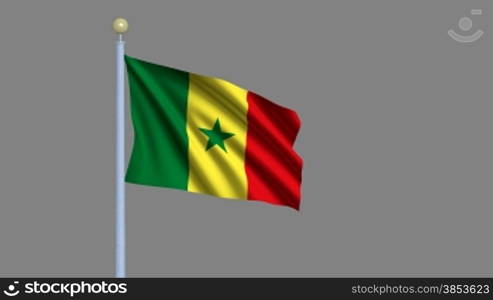 Flag of Senegal waving in the wind - highly detailed flag including alpha matte for easy isolation - Flagge Senegals im Wind inklusive Alpha Matte