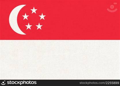 Flag of Singapore. Singaporean flag on fabric surface. Fabric Texture. National symbol of Singapore. Republic of Singapore. Flag of Singapore. Singaporean flag on fabric surface. Fabric Texture