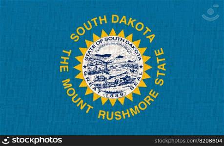 Flag Of South Dakota. Flag of American state South Dakota. Symbol of South Dakota. American state. Fabric Texture. Flag Of South Dakota. Flag of American state South Dakota. Fabric Texture