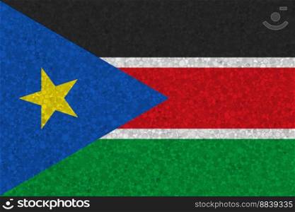 Flag of South Sudan on styrofoam texture. national flag painted on the surface of plastic foam. Flag of South Sudan on styrofoam texture