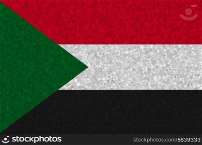 Flag of Sudan on styrofoam texture. national flag painted on the surface of plastic foam. Flag of Sudan on styrofoam texture