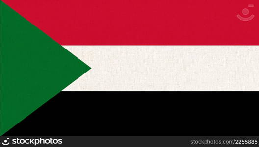 Flag of Sudan. Sudanian flag on fabric surface. Fabric Texture. National symbol. Republic of the Sudan. Flag of Sudan. Sudanian flag on fabric texture. National symbol