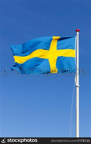 Flag of Sweden waving in the sky
