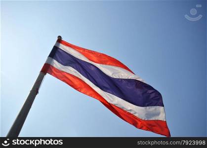 Flag of Thailand or Siam in blue sky. Flag of Thailand