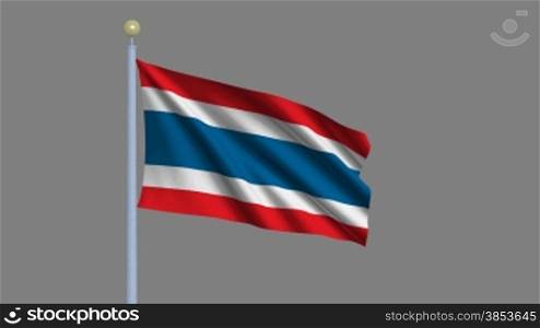 Flag of Thailand waving in the wind - highly detailed flag including alpha matte for easy isolation - Flagge Thailands im Wind inklusive Alpha Matte