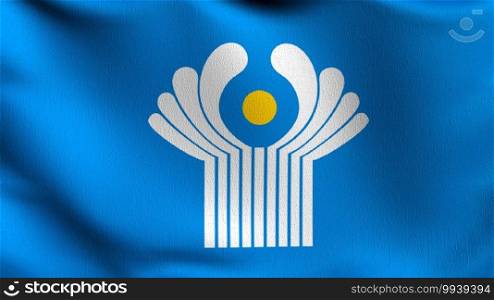 Flag of the Commonwealth of Independent States or CIS. 3D rendering illustration of waving sign symbol.