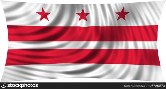 Flag of the District of Columbia. American patriotic element. USA banner. United States of America symbol. Washington, D.C. official flag waving, isolated on white, illustration