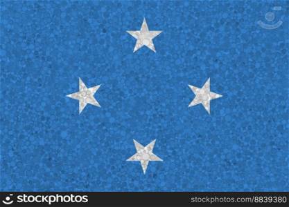 Flag of the Federated States of Micronesia on styrofoam texture. national flag painted on the surface of plastic foam. Flag of the Federated States of Micronesia on styrofoam texture