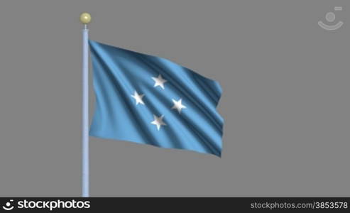 Flag of the Federated States of Micronesia waving in the wind - highly detailed flag including alpha matte for easy isolation - Flagge der F?derierten Staaten von Mikronesien im Wind inklusive Alpha Matte