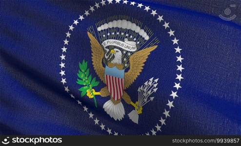 Flag of the President of the United States. 3D rendering illustration of waving sign symbol.