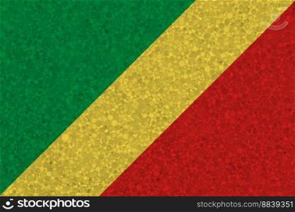 Flag of the Republic of the Congo on styrofoam texture. national flag painted on the surface of plastic foam. Flag of the Republic of the Congo on styrofoam texture