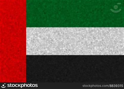 Flag of the United Arab Emirates on styrofoam texture. national flag painted on the surface of plastic foam. Flag of the United Arab Emirates on styrofoam texture