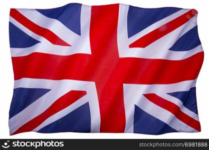Flag of the United Kingdom of Great Britain and Northern Ireland. White background for cut out.