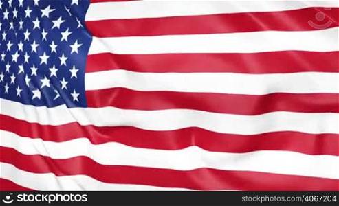 Flag of the United States of America waving 3d animation. Seamless looping American flag animation. USA flag waving