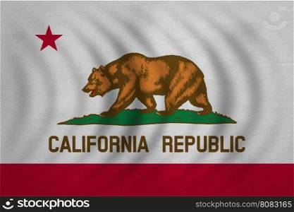 Flag of the US state of California. American patriotic element. USA banner. United States of America symbol. Californian official flag wavy detailed fabric texture, illustration. Accurate size, colors