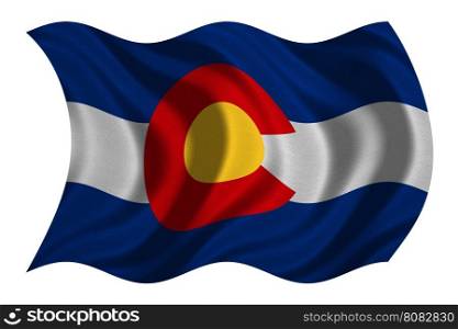 Flag of the US state of Colorado. American patriotic element. USA banner. United States of America symbol. Colorado official flag with real detailed fabric texture wavy isolated on white, illustration