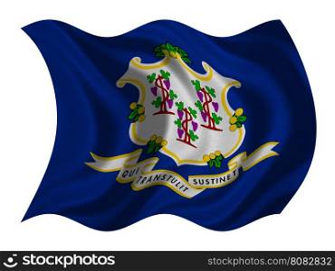 Flag of the US state of Connecticut. American patriotic element. USA banner. United States of America symbol. Connecticutian official flag, detailed fabric texture wavy isolated on white, illustration