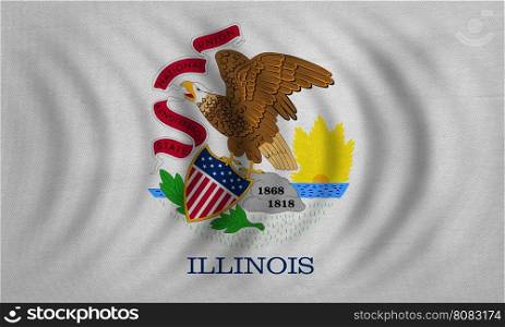 Flag of the US state of Illinois. American patriotic element. USA banner. United States of America symbol. Illinoisan official flag wavy detailed fabric texture, illustration. Accurate size, colors