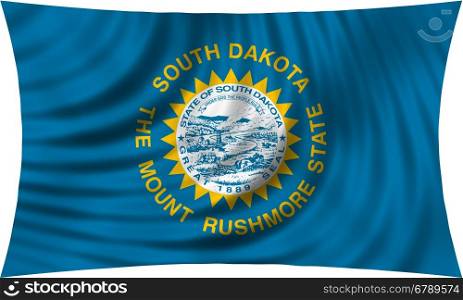 Flag of the US state of South Dakota. American patriotic element. USA banner. United States of America symbol. South Dakotan official flag waving, isolated on white, illustration
