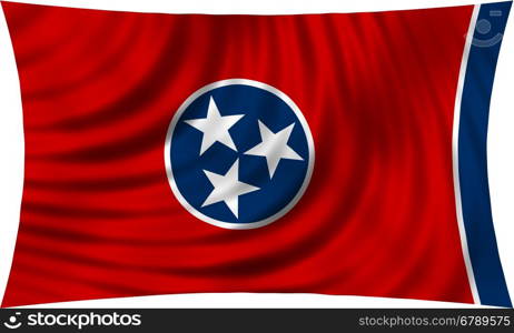 Flag of the US state of Tennessee. American patriotic element. USA banner. United States of America symbol. Tennessean official flag waving, isolated on white, illustration