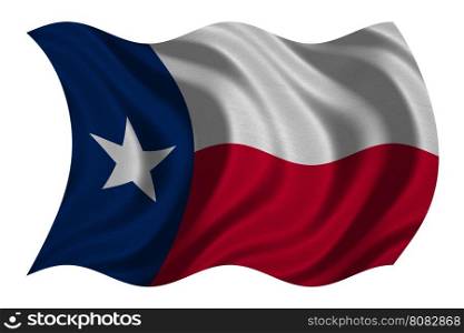 Flag of the US state of Texas. American patriotic element. USA banner. United States of America symbol. Texan official flag with real detailed fabric texture wavy isolated on white, illustration