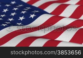 Flag of the USA waving in the wind - highly detailed flag - seamless loop - Flagge der Vereinigten Staaten von Amerika im Wind - 6 Sekunden Endlosschleife