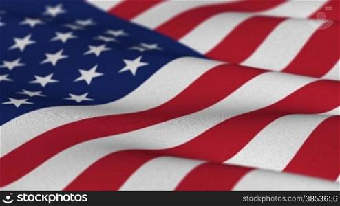 Flag of the USA waving in the wind - highly detailed flag - seamless loop - Flagge der Vereinigten Staaten von Amerika im Wind - 6 Sekunden Endlosschleife