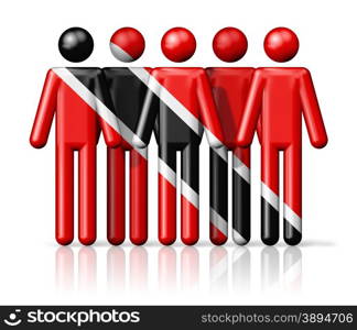 Flag of Trinidad And Tobago on stick figure - national and social community symbol 3D icon. Flag of Trinidad And Tobago on stick figure