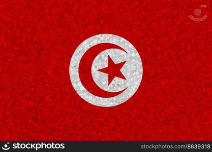 Flag of Tunisia on styrofoam texture. national flag painted on the surface of plastic foam. Flag of Tunisia on styrofoam texture