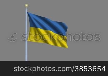 Flag of Ukraine waving in the wind - highly detailed flag including alpha matte for easy isolation - Flagge der Ukraine im Wind inklusive Alpha Matte