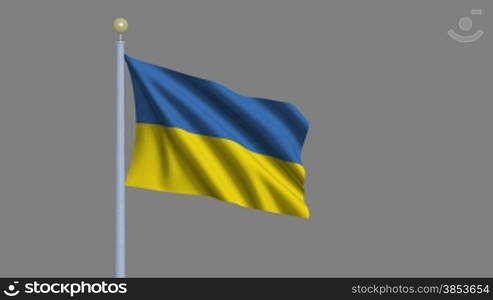 Flag of Ukraine waving in the wind - highly detailed flag including alpha matte for easy isolation - Flagge der Ukraine im Wind inklusive Alpha Matte