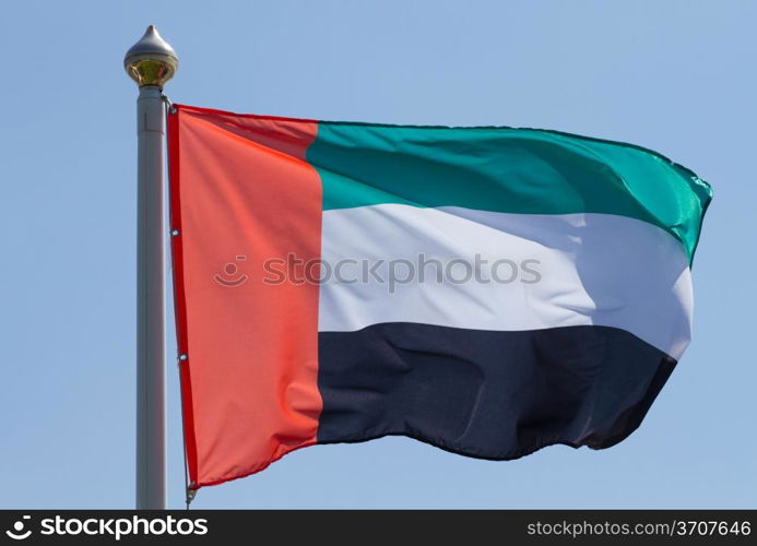 Flag of United Arab Emirates on a sky