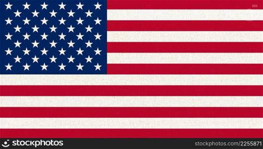 Flag of USA. American flag on fabric surface. Fabric Texture. National symbol. United States of America. 50 states. American national flag. Flag of Palau. Fabric Texture. National symbol
