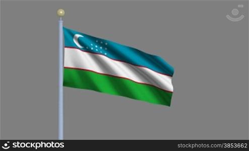 Flag of Uzbekistan waving in the wind - highly detailed flag including alpha matte for easy isolation - Flagge Usbekistans im Wind inklusive Alpha Matte